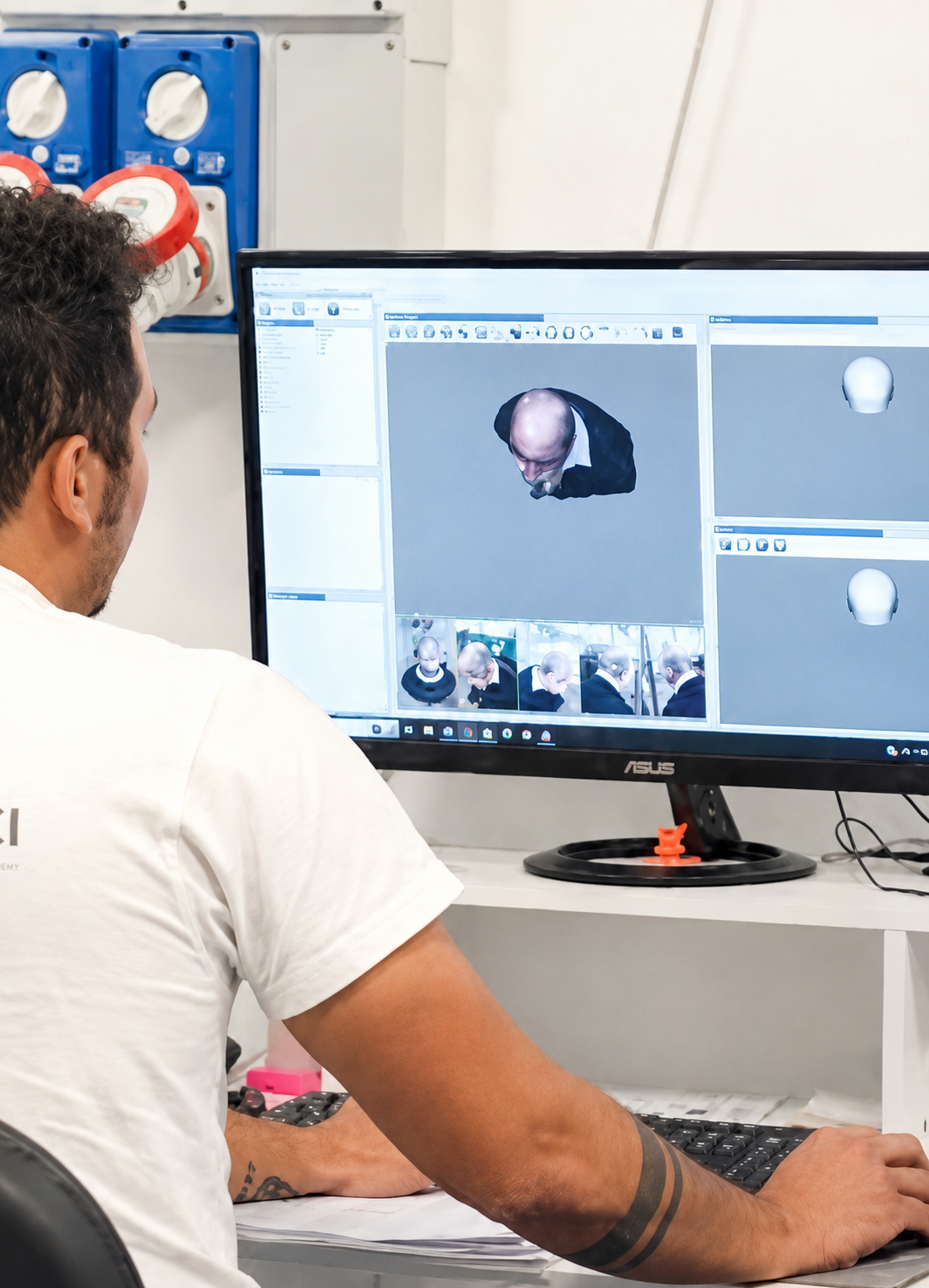 CRLab technician performing 3D scalp mapping